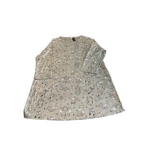 3X Enjoynight Cat Horoscope Pattern Womens Night Shirt New Gray